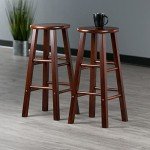Walnut 2-Piece Bar Stool Set
