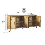 Modern 70" Reeded Sideboard Buffet Cabinet in Oak