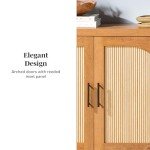 Modern 70" Reeded Sideboard Buffet Cabinet in Oak