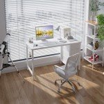 White 47-Inch Modern Computer Desk with Drawers