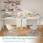 White 47-Inch Modern Computer Desk with Drawers