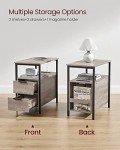 VASAGLE Charging Side Table with Drawers, Greige/Black