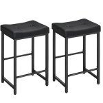 Sleek Black Saddle Bar Stool Set of 2