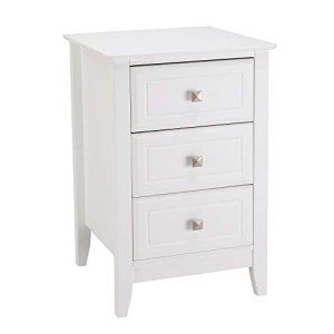 Modern White Nightstand with 3 Drawers for Small Spaces