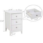 Modern White Nightstand with 3 Drawers for Small Spaces