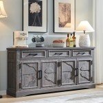 Rustic Gray Buffet Sideboard with Storage Options