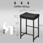 Sleek Black Saddle Bar Stool Set of 2