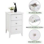 Modern White Nightstand with 3 Drawers for Small Spaces