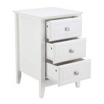 Modern White Nightstand with 3 Drawers for Small Spaces
