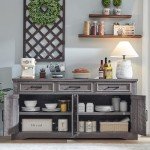 Rustic Gray Buffet Sideboard with Storage Options