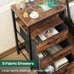 Rustic Brown Nightstand with Charging Station and USB Ports