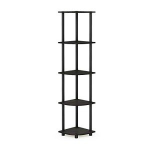 5-Tier Espresso/Black Corner Display Shelf Unit