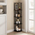 5-Tier Espresso/Black Corner Display Shelf Unit