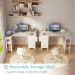 Lufeiya White L-Shaped Desk with Drawers & Shelves