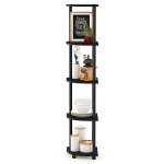 5-Tier Espresso/Black Corner Display Shelf Unit