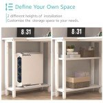 Lufeiya White L-Shaped Desk with Drawers & Shelves