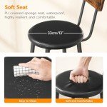 Rustic Brown Bar Stools Set of 2 with Footrest