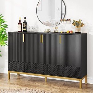 Tribesigns Black and Gold Buffet Storage Cabinet