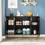 Tribesigns Black and Gold Buffet Storage Cabinet