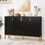 Tribesigns Black and Gold Buffet Storage Cabinet