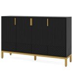 Tribesigns Black and Gold Buffet Storage Cabinet