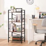 Yoobure 4-Tier Narrow Industrial Bookshelf - Berry Brown