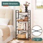 Yoobure 4-Tier Narrow Industrial Bookshelf - Berry Brown