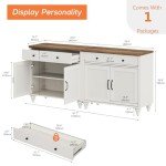 Modern Farmhouse Buffet Cabinet with 4 Doors & Drawers