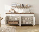 Modern Farmhouse Buffet Cabinet with 4 Doors & Drawers
