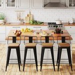 Set of 4 Modern Black Counter Height Bar Stools