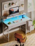 39-Inch White Computer Desk with Power Outlets