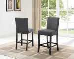 Gray Fabric Counter Height Stools with Nailhead Trim