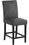 Gray Fabric Counter Height Stools with Nailhead Trim