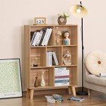 7 Cube Wooden Book Shelf - Modern Storage Organizer