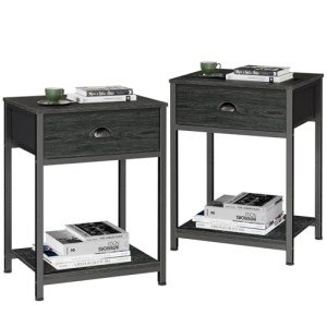 Industrial Nightstands Set of 2 with Storage
