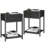 Industrial Nightstands Set of 2 with Storage