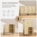 Set of 2 Natural Rattan Accent Cabinets