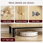 Set of 2 Natural Rattan Accent Cabinets