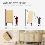 Set of 2 Natural Rattan Accent Cabinets