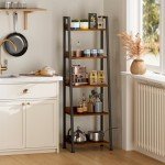 Rustic 5-Tier Ladder Shelf with Removable Drawer