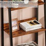 Rustic 5-Tier Ladder Shelf with Removable Drawer