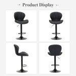 Set of 4 Modern Adjustable Swivel Bar Stools
