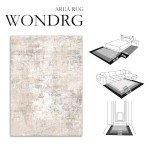 WondRg 8x10 Washable Area Rug Beige Grey Neutral Abstract Living Room Bedroom Large Throw Rug Non Slip Soft Low Pile Indoor Floor Carpet for Dining Room Kitchen Office Entryway
