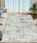 8x10 Area Rugs for Living Room - Washable Rug Modern Abstract Soft Large Neutral Non-Slip Carpet Indoor Floor Stain Resistant Thin Carpets for Bedroom Dining Room Farmhouse Nursery Home Office Grey