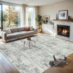 8x10 Area Rugs for Living Room - Washable Rug Modern Abstract Soft Large Neutral Non-Slip Carpet Indoor Floor Stain Resistant Thin Carpets for Bedroom Dining Room Farmhouse Nursery Home Office Grey
