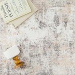 WondRg 8x10 Washable Area Rug Beige Grey Neutral Abstract Living Room Bedroom Large Throw Rug Non Slip Soft Low Pile Indoor Floor Carpet for Dining Room Kitchen Office Entryway