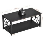 GreenForest Coffee Table for Living Room, 39 inch Small Table with Storage Shelf, Modern Center Table for Sofa Home Office, Black