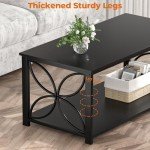 GreenForest Coffee Table for Living Room, 39 inch Small Table with Storage Shelf, Modern Center Table for Sofa Home Office, Black
