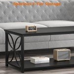 GreenForest Coffee Table for Living Room, 39 inch Small Table with Storage Shelf, Modern Center Table for Sofa Home Office, Black