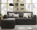 VanAcc Sleeper Sofa, Sofa Bed- 2 in 1 Pull Out Couch Bed with Storage Chaise for Living Room, Sofa Sleeper with Pull Out Bed, Grey Linen Couch